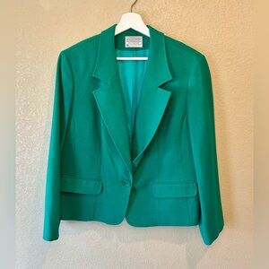 Vintage Pendleton 100% Virgin Wool Emerald Green TailoredBlazer (damage in pics)